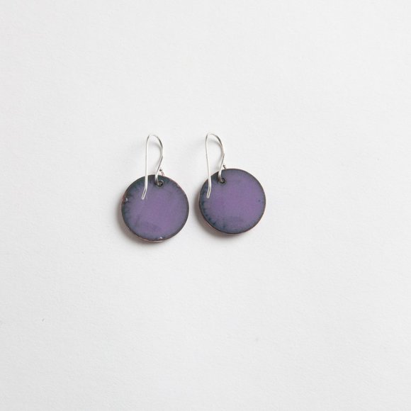 Handmade Copper Enamel Penny Earrings Pierced Dangle Round Boho Rustic - Picture 8 of 15